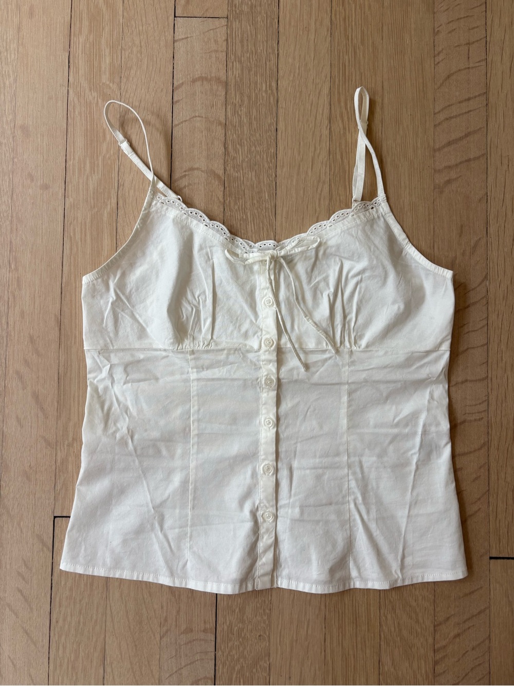 Brandy Melville Button-Front Cami with Lace Trim